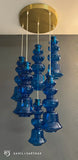 ILKE BLUE & GREY PENDANT LAMP GLASS