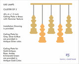 ILKE GOLD & AMBER PENDANT LAMP GLASS