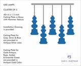 ILKE BLUE & GREY PENDANT LAMP GLASS