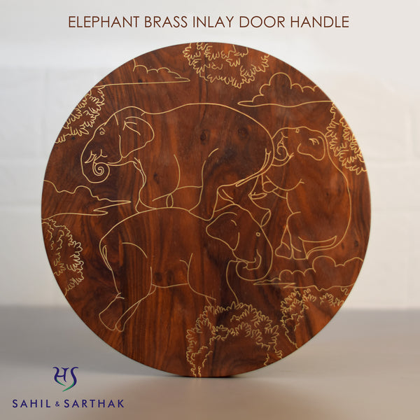 Elephant Brass Inlay Door Handle