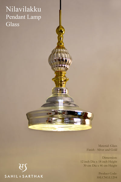 NILAVILAKKU PENDANT LAMP "Silver & Gold Glass"