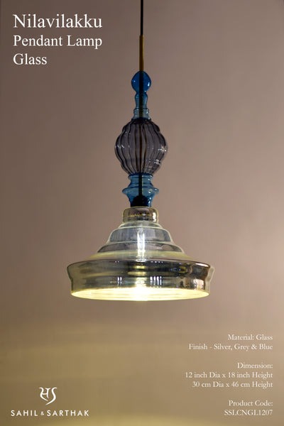NILAVILAKKU PENDANT LAMPS - Silver Grey & Blue