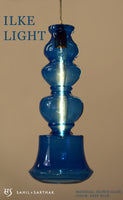 ILKE BLUE & SILVER PENDANT LAMP GLASS