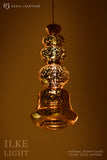 ILKE GOLD & AMBER PENDANT LAMP GLASS