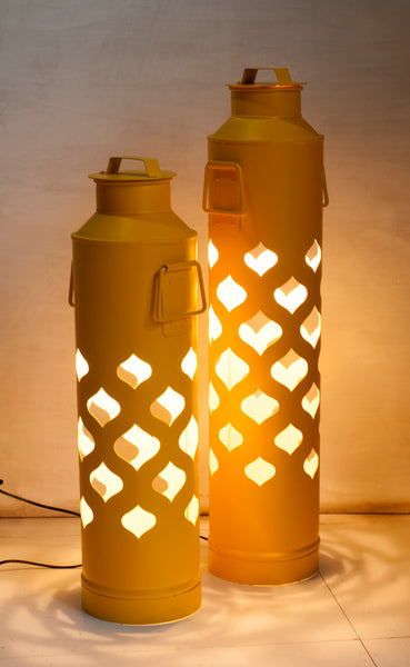 MILK CAN LIGHT WITH HEART PATTERN